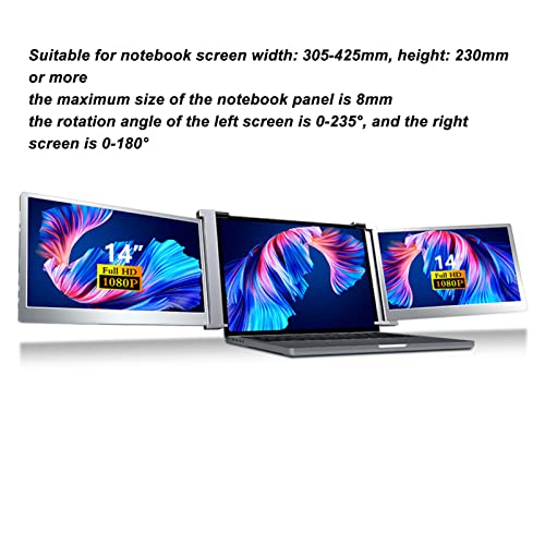 Laptop Monitor Screen Extender, 1080P IPS Dual Screens Extender, Triple Portable Monitor, with Retractable Stand for Switch Laptops PC Mobile Phone(S19 Space Grey) 3