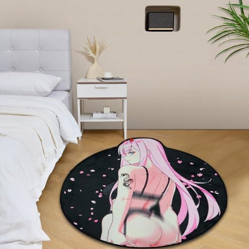 XIGBAWAN Anime Round Carpet Area Rug Non Slip Ultra Soft Tufted Circular Shape Rugs for Bedroom Dorm Gaming Room, 39×39 6