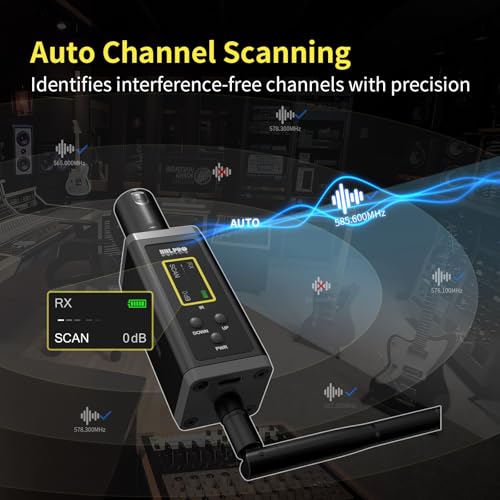 HHLPRO UHF Wireless XLR Transmitter and Receiver with Dual Antennas, 470ft Range, Auto Channel Scanning, Plug-on Wireless Mic Adapter for Audio Mixer, Sound Field Test, Acoustic Measurement, F30 5