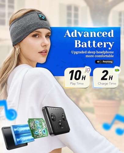 Perytong Sleeping Headphones Bluetooth Headband, Soft Long Time Play Sleeping Headsets with Built in Speakers Perfect for Workout,Running,Yoga,Travel, Darkgray 6