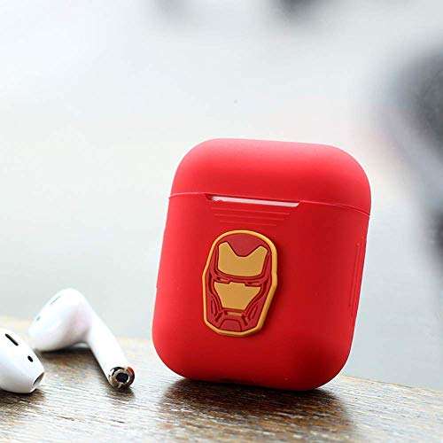 TinPlanet Marvel Avengers Series Protective Silicone Case Compatible with Apple Airpods 1 & AirPods 2 [Front LED Not Visible], Iron Man (Red) 6