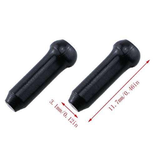 E-outstanding 50pcs Anodized Aluminum Alloy Bicycle Cable End Caps End Crimps Bicycle Line Pipe End Cap Inner Line Cover, Black 2