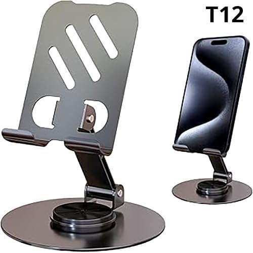 T12 Heavy Metal Mobile Stand for Desk | Adjustable Tablet & Phone Holder with Anti-Slip Base | Universal Mobile Stand for Study, Video Calls & Office Use 3