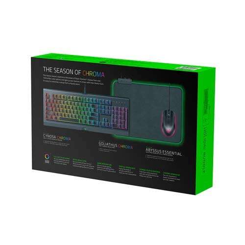 Razer Holiday Bundle 2018 Cynosa Chroma Gaming Keyboard, Abyssus Gaming Mouse, Goliathus Chroma Mousepad 2