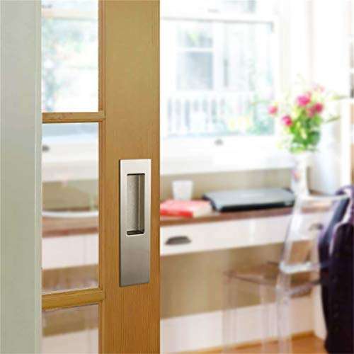 A Pair Of Invisible Door Handles, Sliding Door Wooden Door Handle With Embedded Handle Wardrobe Handle Hole Spacing 145MM (Color : Metallic) 2