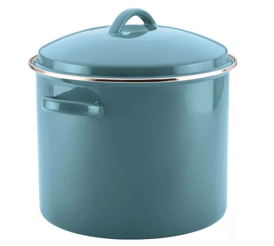 Farberware Enamel on Steel Stock Pot/Stockpot with Lid - 16 Quart, Aqua Blue 2
