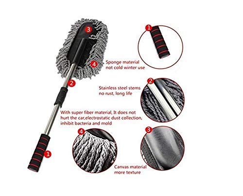 AUTONEST Microfiber Flexible Car Cleaning Duster Car Wash Dust Wax Mop Car Washing Brush (Grey) for Hyundai Verna Fluidic 6