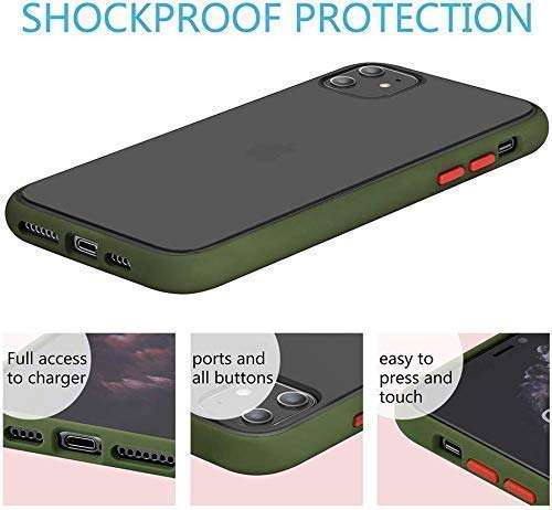 TRENDYTHINK Transparent Shockproof Camera Protection Smoke Cover Translucent Matte Soft TPU Pouch Case Smoke Case for (Green, I Phone 11) 2