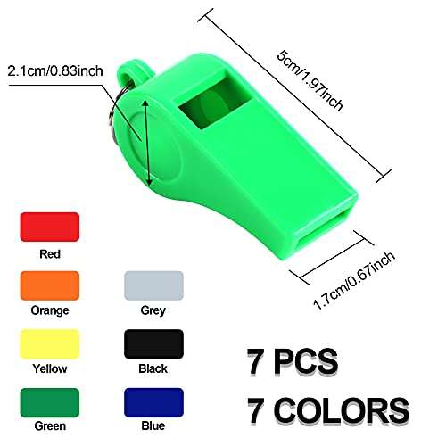 SANNIX 7 Pack Plastic Whistles Coaches Referee Whistles with Lanyards Colorful Whistles for Kids Sports Whistles for Football Basketball Training Gyms Emergency 2