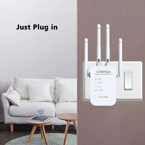 Match LB-Link Ac1200 Wifi Range Extender Upto 1200Mbps Speed ,Dual Band , Single Booster, Repeater, Access Point Extends RE305, 4*sdBi Antennas 4