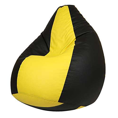 Skyshot Classic Bean Bag Filled with Beans/Fillers (XXL, Black & Yellow) 2
