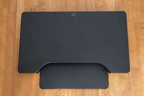 Rocelco 40" Height Adjustable Standing Desk Converter with AC Outlet USB Charger and Dual Monitor Arm Mount - Sit Stand Up Tabletop Riser - Sliding Keyboard Tray - Black (R DADRB-40-ACUSB-MA2) 3