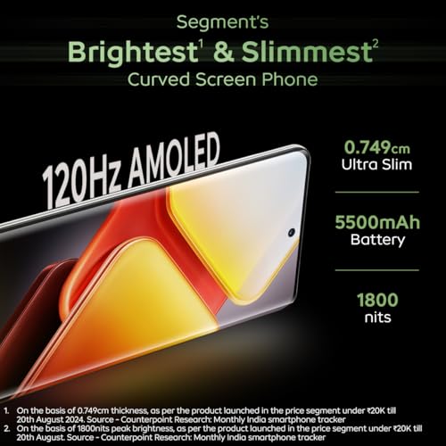 iQOO Z9s 5G (Titanium Matte, 8GB RAM, 256GB Storage) | 120 Hz 3D Curved AMOLED Display | 5500 mAh Ultra-Thin Battery | Dimesity 7300 5G Processor | Sony IMX882 OIS Camera with Aura Light 3