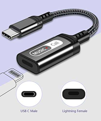 USB C to Lightning Audio Adapter USB Type C Male to Lightning Female Headphones Converter Compatible with iPhone 15/15Pro, iPad Pro, Galaxy S23/S22, MacBook USB C Laptop(Audio Only, Not for Charging) 3