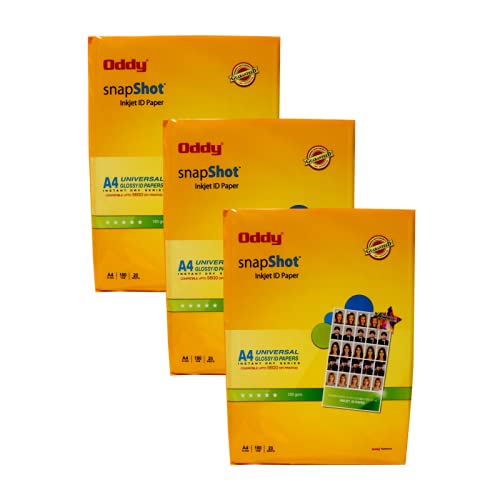 Oddy 180 GSM A4 size (coated) Glossy Photo Paper, compatible with Inkjet printer, Pack of 3 with 20 sheets Pack