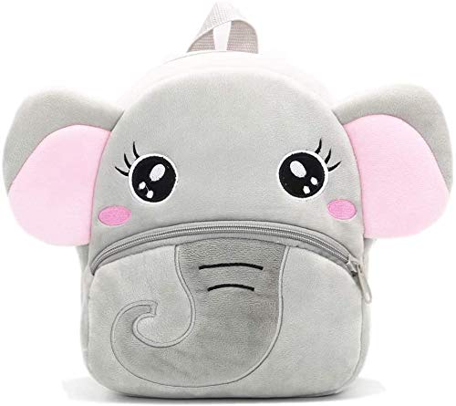 Black Hill Kids School Bag Soft Plush Backpack Cartoon Bags Mini Travel Bag for for Girls Boys Toddler Baby Elephant & Red Strawberry 3