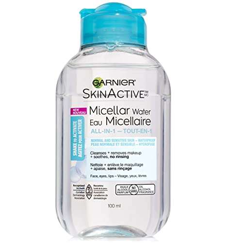 Garnier SkinActive Micellar Cleansing Water, For Waterproof Makeup, 3.4 Fl Oz 1