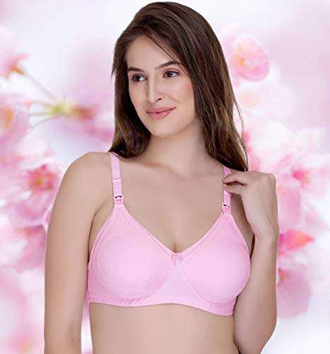 Sona Women's Cotton Minimiser Nursing Bra (FEEDINGBRA-04-PINK-PINK-SKIN-95B Pink-Skin_38) 4