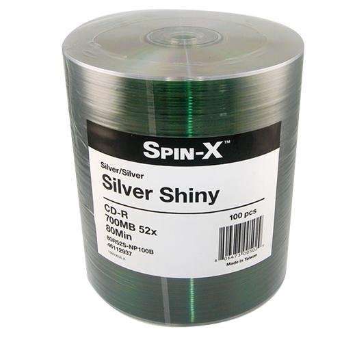100 Spin-X 52x CD-R 80min 700MB Shiny Silver 1