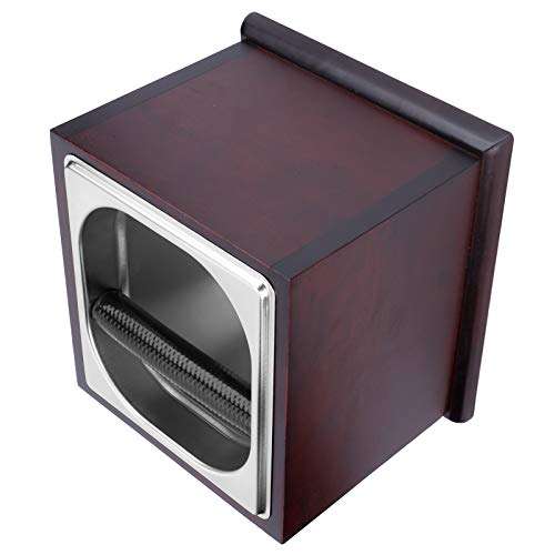 Knock Box, Fine Workmanship Wooden Base Coffee Knock Bin, Non-Slip Inner Wall Arc Angle Design for Home Pouring Coffee Grounds(Walnut Base + Powder slag Bucket Set, Large) 5
