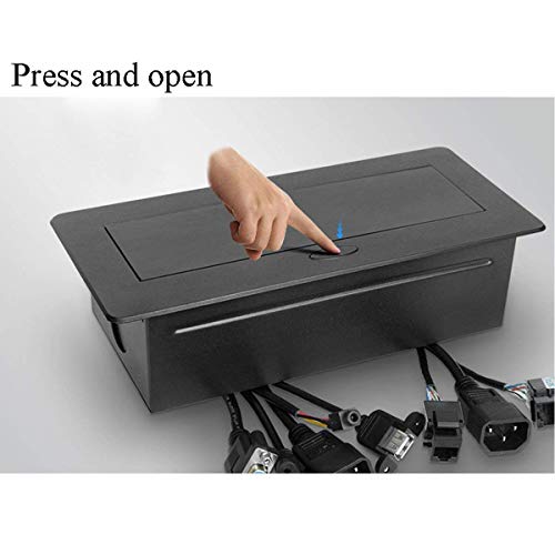 SHAPURE Hydraulic 10 Module Conference Table Connectivity and Data Box Pop Up Box Cable Cubby with HDMI, VGA, Audio, LAN and Power Ports (Black) 5