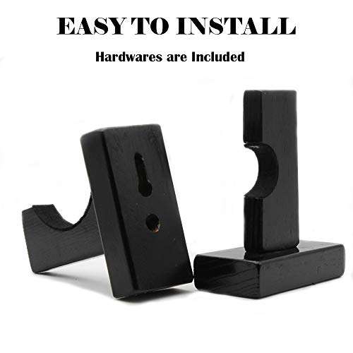 HAI+ Wall Mount Horizontal Baseball Bat Display Case, Softball Bat Hanger Holder and Organic, Bat Souvenir Stand, Bat Storage Shelf (Black Wood) 6