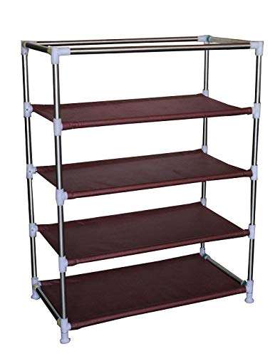 FRAZZER Multipurpose Metal Collapsible Shoe Stand (Red, 4 Shelves) 4