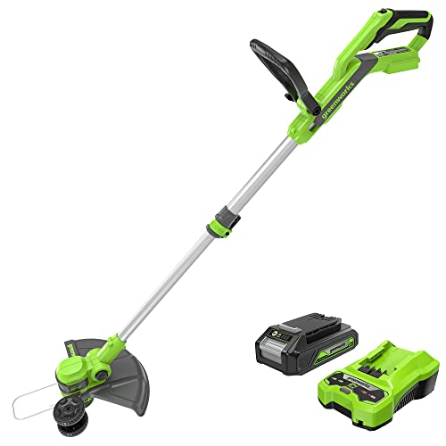 Greenworks 24V Cordless String Trimmer/Edger (Gen 2), 12" Cutting Width, Ultra-Light 6 lbs Design, with 2.0Ah Battery & Charger Included 1