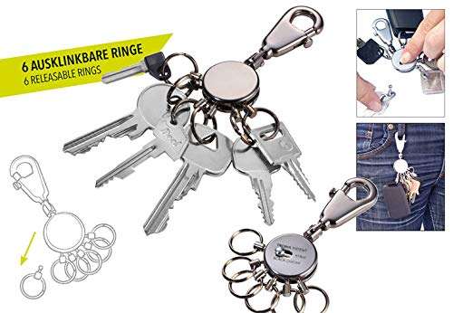 TROIKA PATENT – KYR60/GM – Keyring – Key organiser, key organisation – carabiner – 6 detachable rings – no more chaos on your bunch of keys! – incl. carabiner – 6 exchangeable rings – TROIKA-original 5