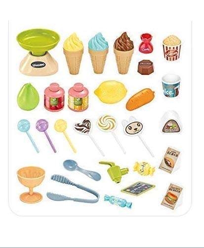 E-ROYAL SHOP Pretend Play Mini Supermarket Toy Candy Sweet Shopping Cart, Pretend Play Kitchen Set Kids Toys for Boys and Girls (Mini Home Supermarket) Ice Cream Set Toy for Kids 5