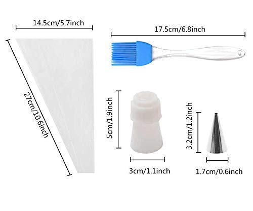 GLIVE (LABEL) 6pcs Decorating Nozzles 1 Icing Bag with Silicone Spatula and Pastry Brush Set Special for Cake Mixer, Grilling, Tandoor, Cooking, Baking, Glazing, BBQ for Cooking Silicon, Oil Brush 3
