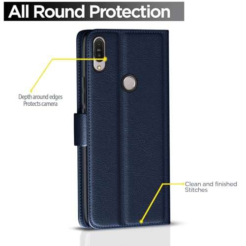 Pikkme Asus Zenfone Max Pro M1 Flip Cover Leather Finish | Inside TPU with Card Pockets | Wallet Stand and Shock Proof | Complete Protection Flip Case (Blue) 4