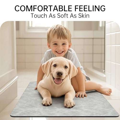 Bath Mat Rug, Rubber Non-Slip Quick Dry Absorbent Thin Bathroom Rugs Fit Under Door Bathroom Floor Mats-Shower Rug for in Front of Bathtub, Sink, Shower Room(Light Grey,24"x48") 5