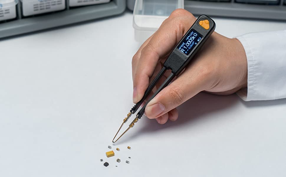 LCR Research Pro1 Plus - 100KHz LCR Meter with 0.1% Accuracy/LED Tester/ESR Meter/Smart SMD Tweezers/with Spare Test Tips 2