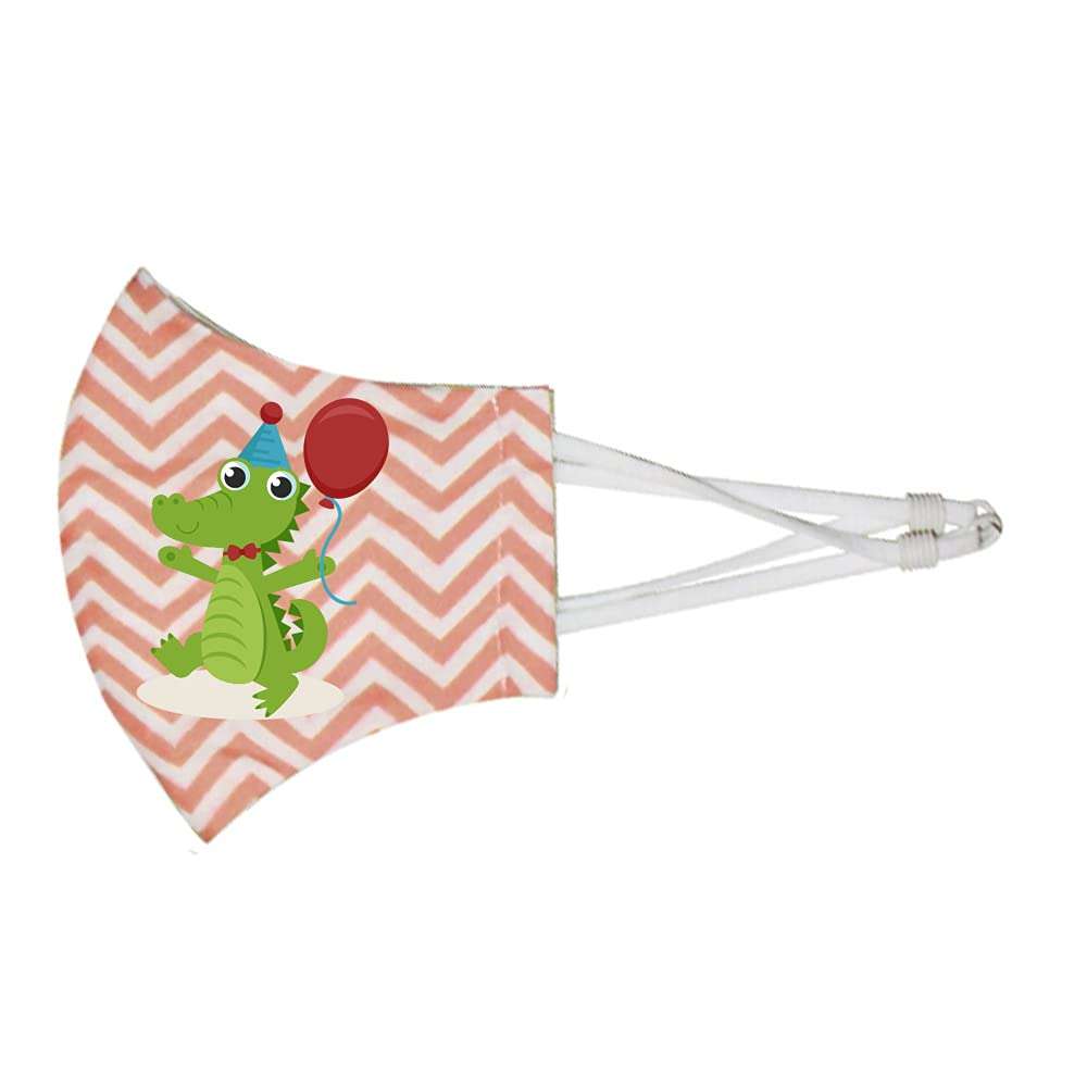 Nanofiber® kids cloth mask with removable N95 Filter and adjustable ear loops, Washable print for girls (Pack of 3) (6-9 yrs) (Crocodile) 4