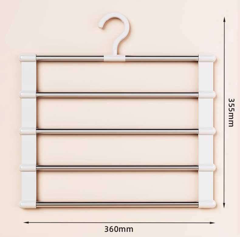 Xmart India 5 Layer Folding Pants Hangers - Stainless Steel Multi-Tier Closet Organizer Space-Saving Hanger for Jeans, Trousers, Leggings Multi-Layer Pant Organizer for Wardrobe, Clothes (2 Pcs) 4