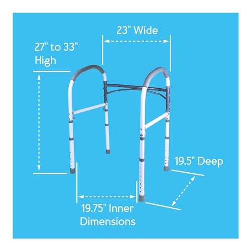 Carex Toilet Safety Rails, Adjustable and Detachable Toilet Safety Frame with Handles for Elderly, Handicap, or Disabled, Heavy-Duty Non-Slip Bathroom Grab Bar, with Padded Handles and Aluminum Frame 5
