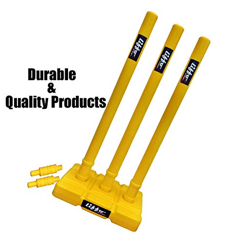 Liffo® Wicket Set Heavy Plastic Cricket Wicket Stumps Set - 3 Stumps + 2 Bails + 1 Stand Full Size (Multicolor) 3