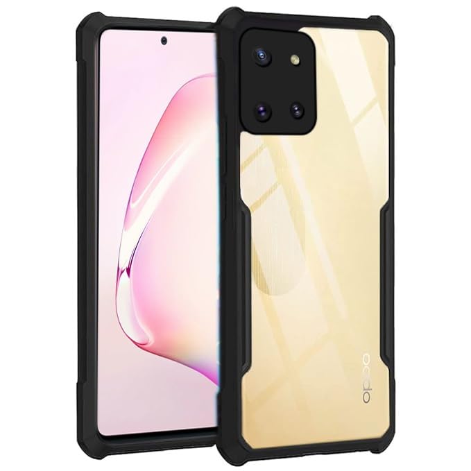 Amazon Basics Hybrid Camera Protection Transparent Hard Back Case Cover for Samsung Galaxy Note 10 Lite (Sides Black) 1