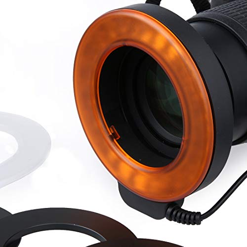 QUAN Ring Light Kit Photographic Equipment Ring Flash Accessories Circular LED Flash Light with 48 LED Lights & 6 Adapter Rings(49mm/52mm/55mm/58mm/62mm/67mm) for Macro Lens(Orange) ( Color : Orange ) 3