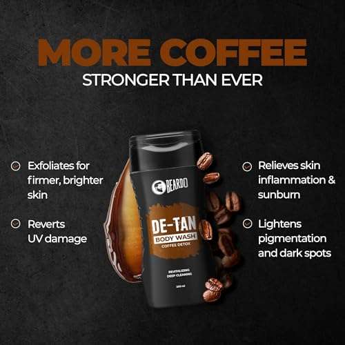 Beardo Detan Combo For Men (Set of 2) | Detan Body Wash & Detan Face Wash with Powerful Coffee Extract for Tan Removal | Hydrates & Exfoliates Men's Skin for Oil Control 5