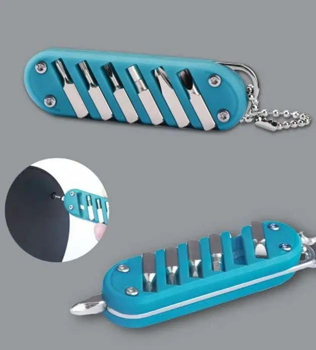 VATTU Multipurpose Cutting Tool,Mini EDC Tool Keychain Adjustable Screwdriver for Travel-Camping-Outdoor,Magnetic Driver Combo Bit Storage Set. Pocket Cutter 6-Bit Screwdriver 6