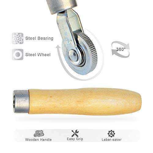ITEQ Tire Patch Roller Wooden Handle 1 1/2" Dia Tire Repair Tool (6mm) 3
