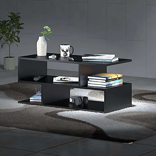 Klaxon S Shape Engineered Wood Coffee Table/Centre Table/Tea Table (Black) 2
