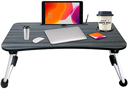 Tread Mall Multipurpose Laptop Table with Dock Stand & Non-Slip Legs Foldable and Portable Lap desk for Study & Bed& Cup Holder Bed Study Table For Home (black)