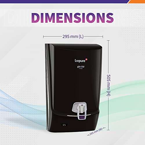 Livpure Glo UV, UV+UF Water Purifier for Home with 7 L Storage - Suitable for Municipal Water TDS up (Not Suitable for Borewell or Tanker water) 6