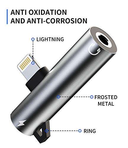 Headphone Adapter Lightning to 3.5mm AUX Audio Jack and Charger Extender Dongle Earphone Headset Splitter Compatible with iPhone 12 Mini 11 pro max xs xr x se2 7 8 Plus for Ipad Air Cable Converter 6