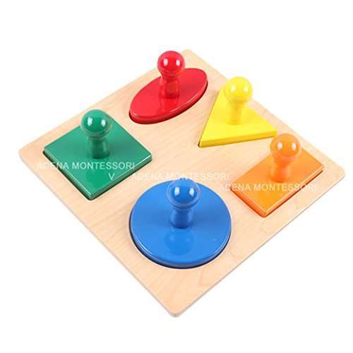 Shape Puzzles Adena Motessori 5-Shape Preschool Equipment Early Development Baby Toy 3