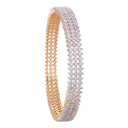 Ratnavali Jewels American Diamond Studded Gold Plated Traditional White CZ/Diamond Bangles for Women/Girls-2.6 6