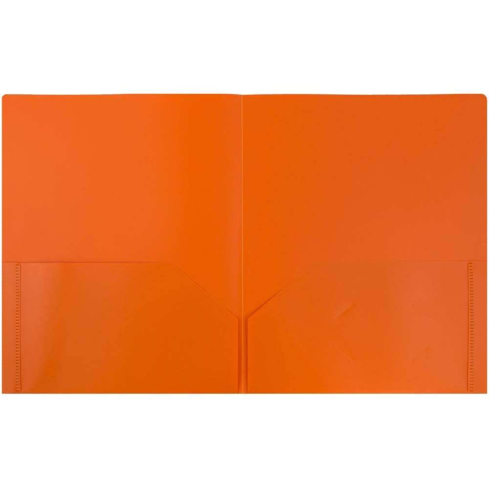 JAM PAPER Plastic 2 Pocket POP Folders - Durable School Folders - Orange - 6/Pack 2